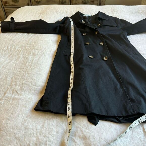 Black Trench Coat Double Button with belt size M by She & Sky - Picture 10 of 10
